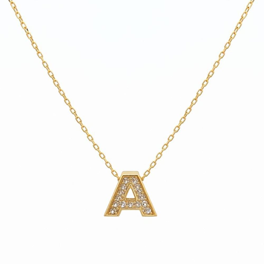 Taşlı Model Altın Harf Kolye – Işıltılı Şık Tasarım (0,90 × 0,90 cm – 0,25 mm)